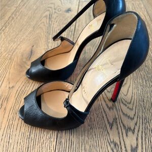 Christian Louboutin Black Peep-Toe Heels